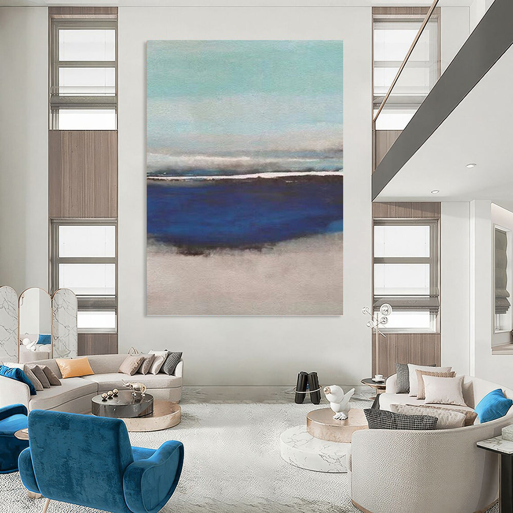 “Soft Blue - Gray Coastal Serenity” - Blue, Gray & White Seascape Painting On Canvas DKH0926