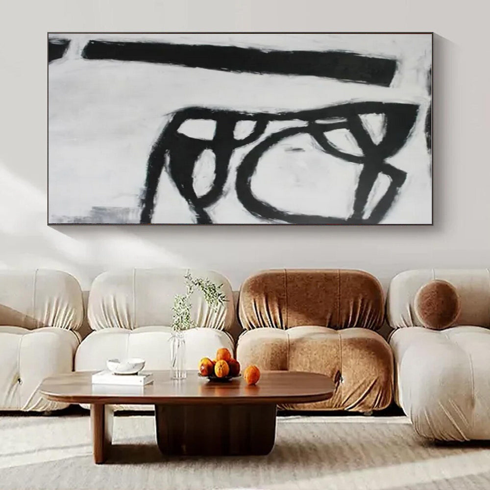 Black - White Minimalist Forms - Minimalist Abstract Acrylic Painting CT1415