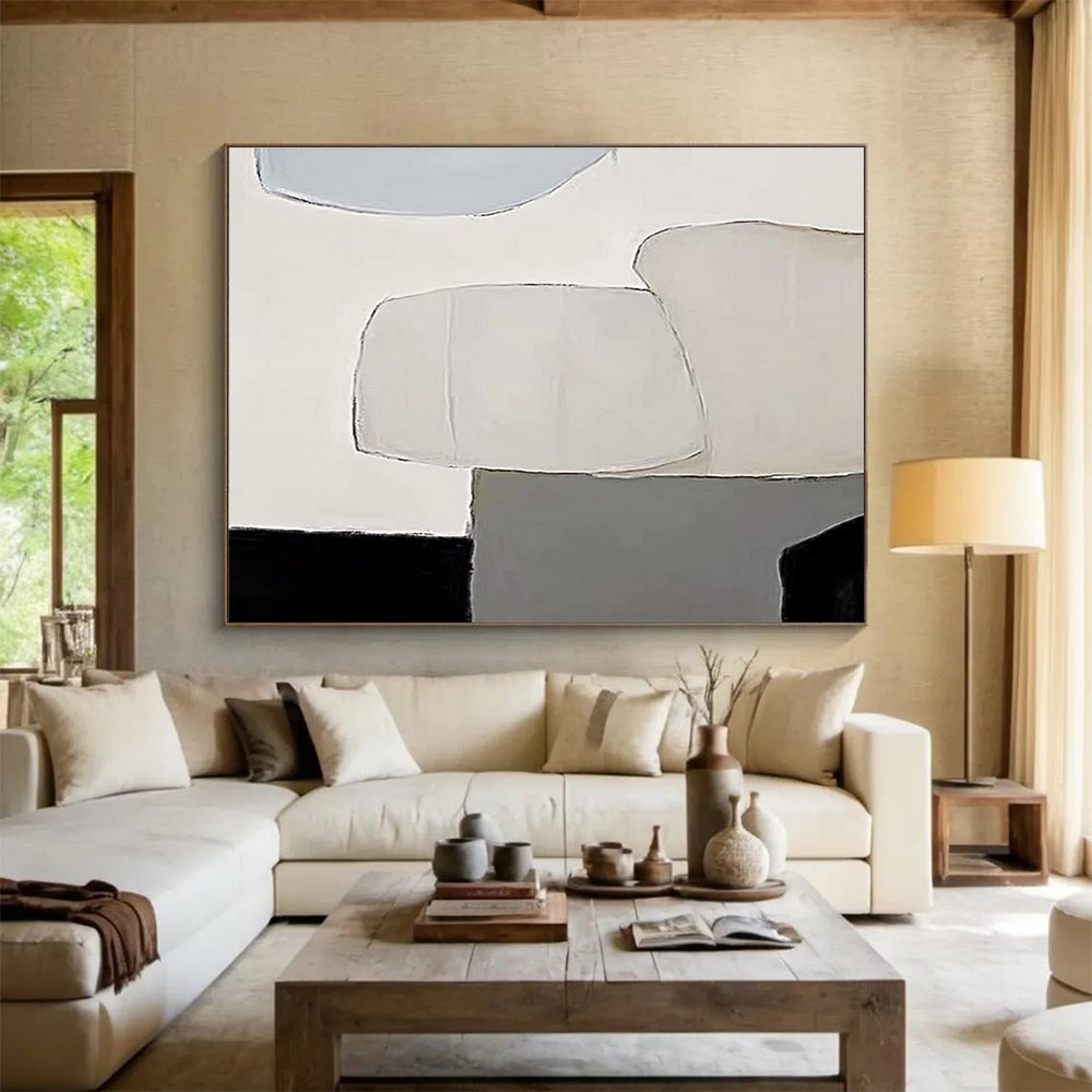 Soft Geometric Forms - Minimalist Abstract Painting On Canvas DKH597