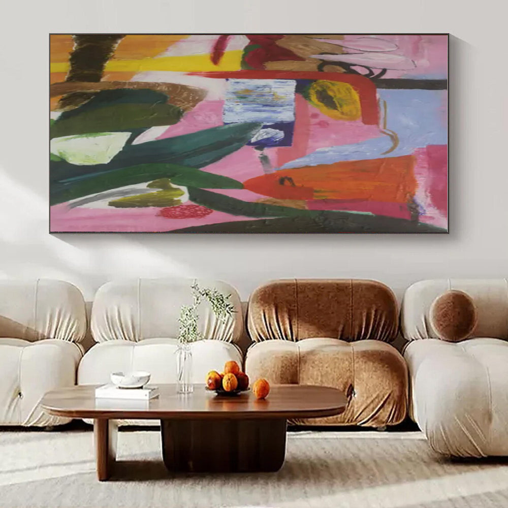 Pink - Purple - Orange Abstract Composition - Modern Abstract - Style Acrylic Painting CT1410