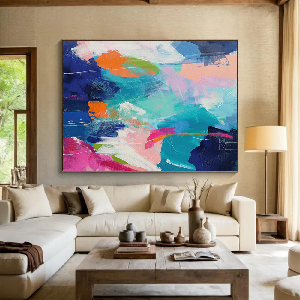 “Colorful Abstract Fusion” Abstract Acrylic Painting On Canvas DKH489