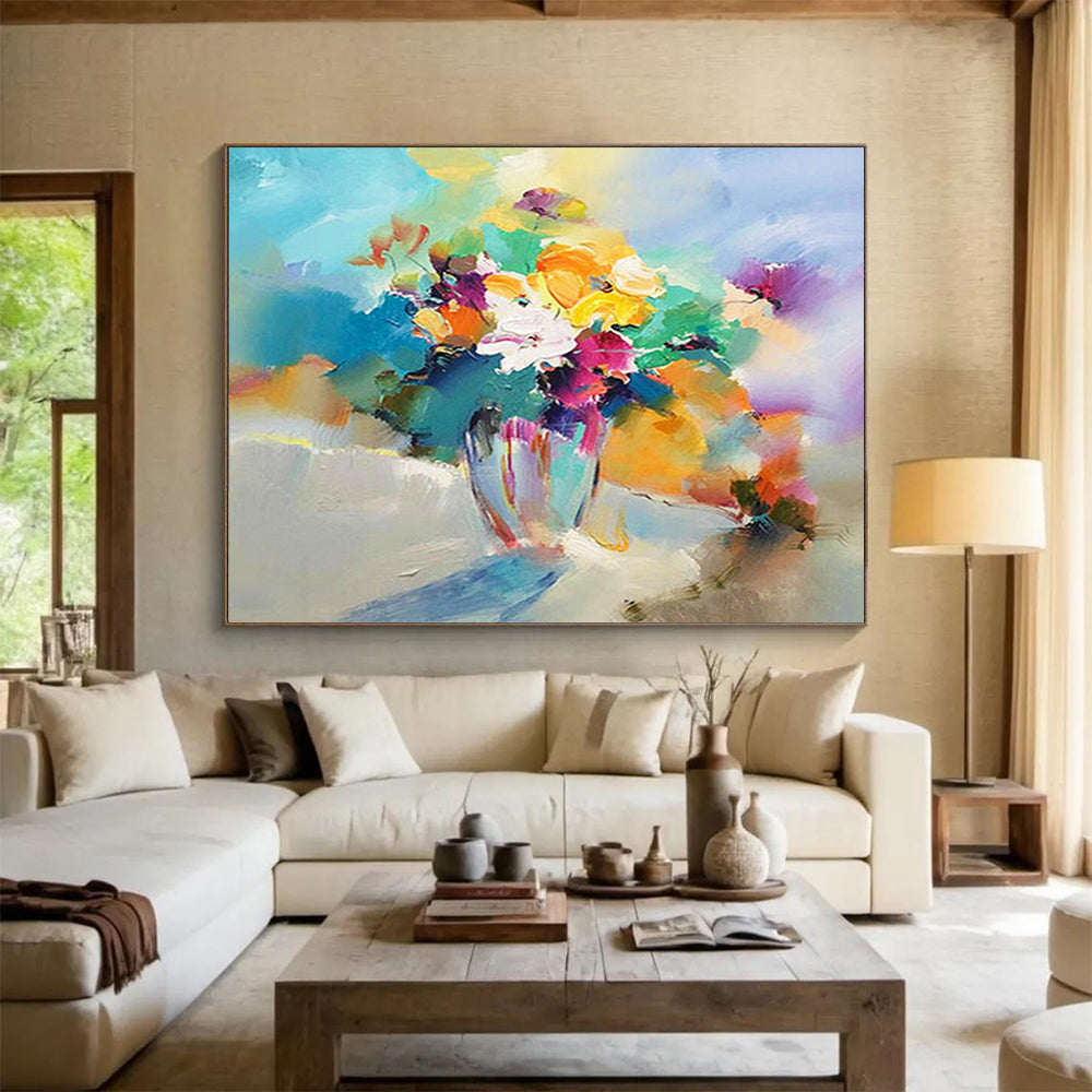 Colorful Flower Bouquet - Impressionist Still Life Painting On Canvas DLZ191
