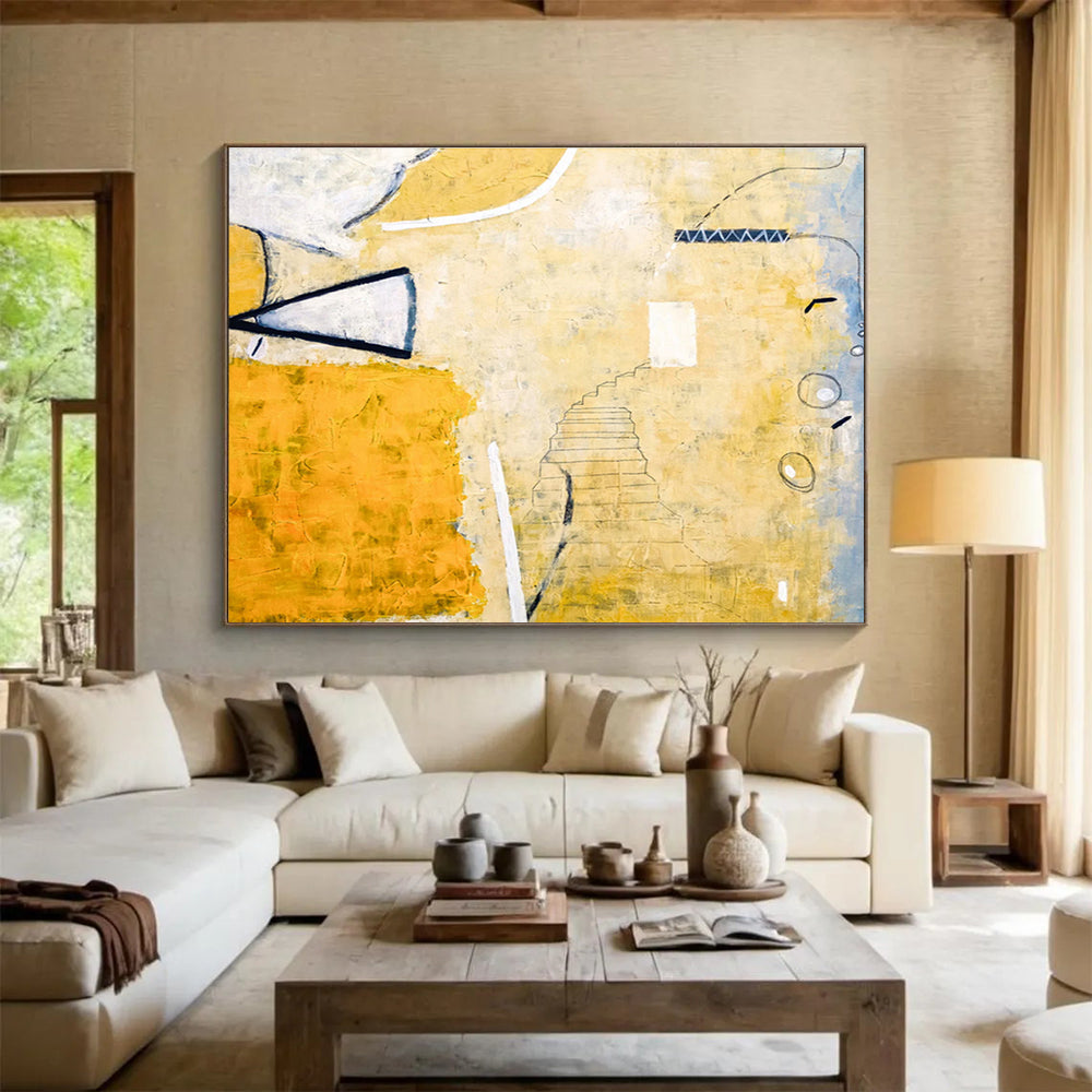 “Warm Tones Abstract Staircase” Abstract Oil Painting On Canvas DKH562