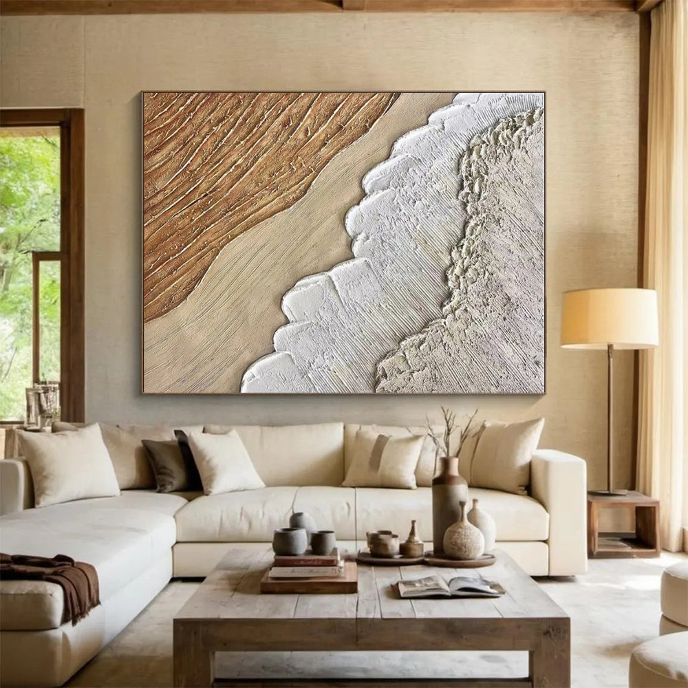 Beige - Brown Textured Layers, “Earthen Rhythms” - Textured Abstract Mixed - Media Painting CT0721