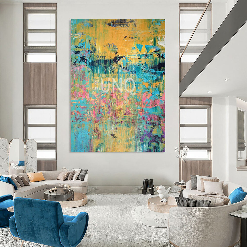 “Colorful Abstract Textured Art” – Impasto Oil Painting On Canvas CT2167