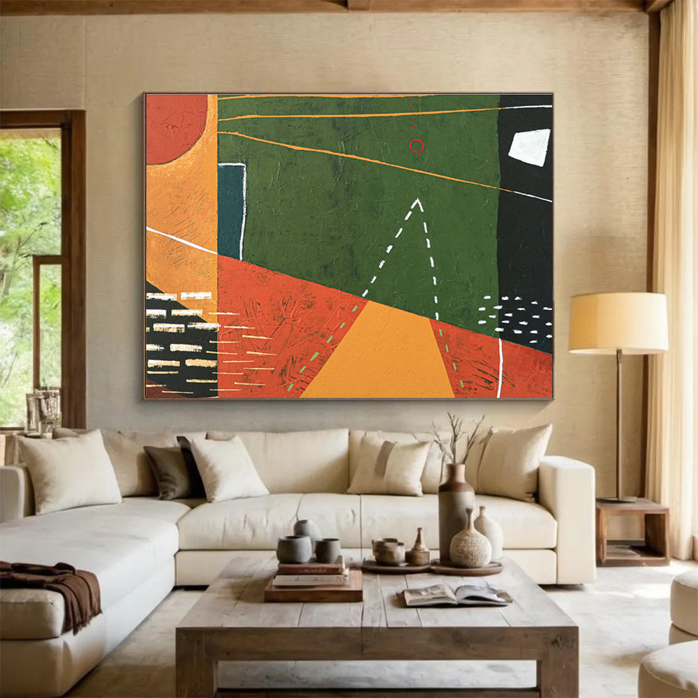 “Colorful Geometric Pathways” Abstract Acrylic Painting On Canvas DKH558