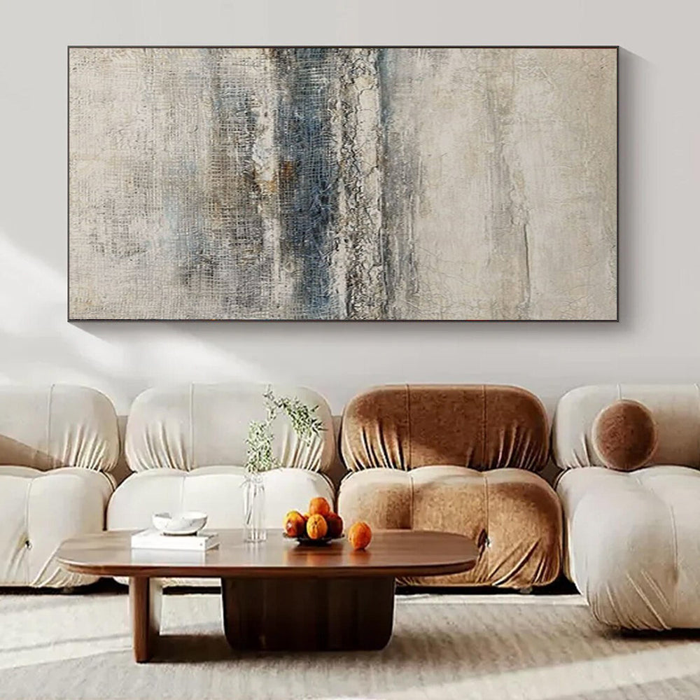“Beige & Gray Textured Layers” – Abstract Mixed - Media Art CT0964