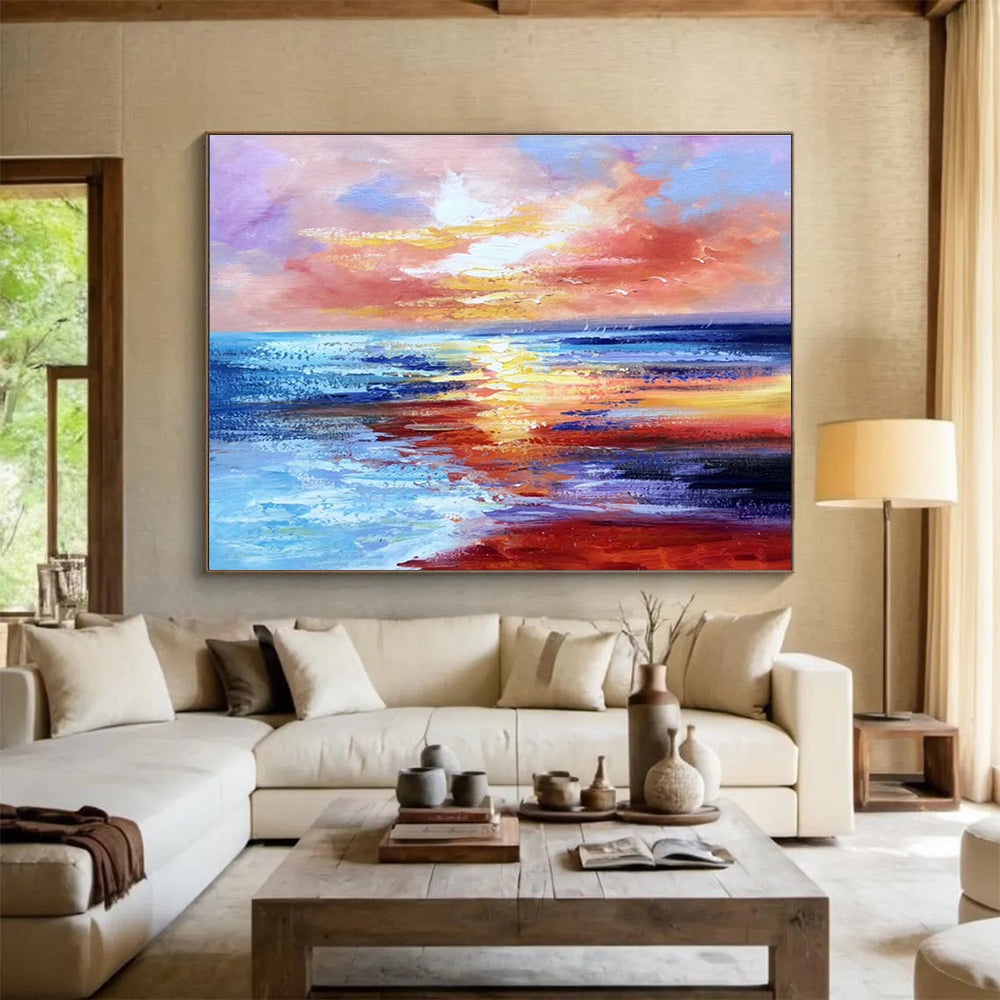 Colorful Sunset Seascape Painting On Canvas DKH294