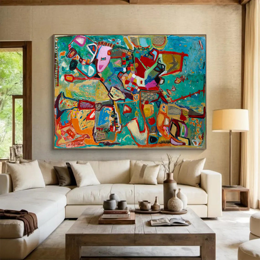 Colorful Abstract Shapes - Abstract Expressionist Painting On Canvas DLZ233