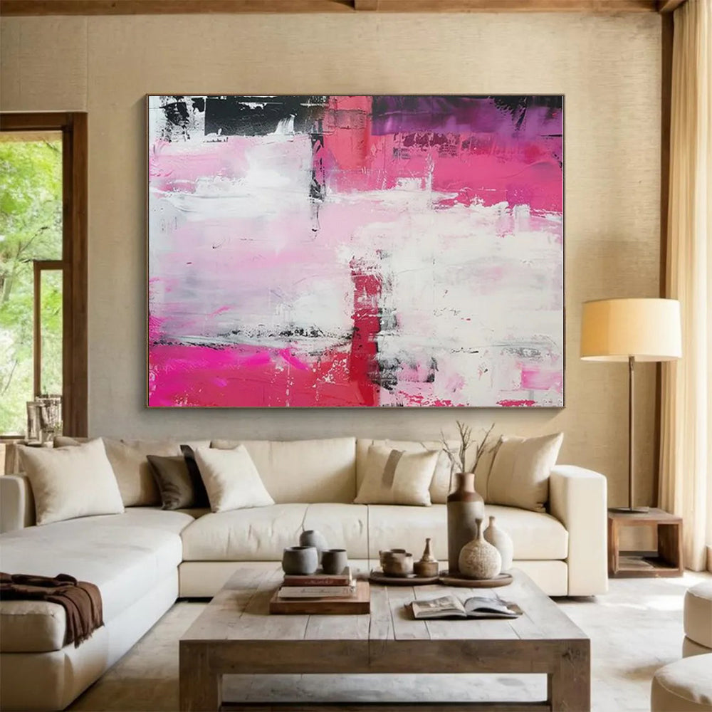 “Pink - Purple - Red Abstract Layers” ,Abstract Acrylic Painting CT0814