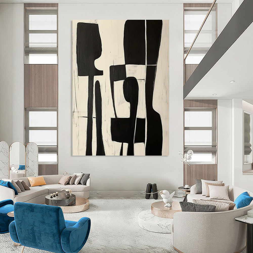 “Black & White Organic Abstract” - Abstract Painting CT2368