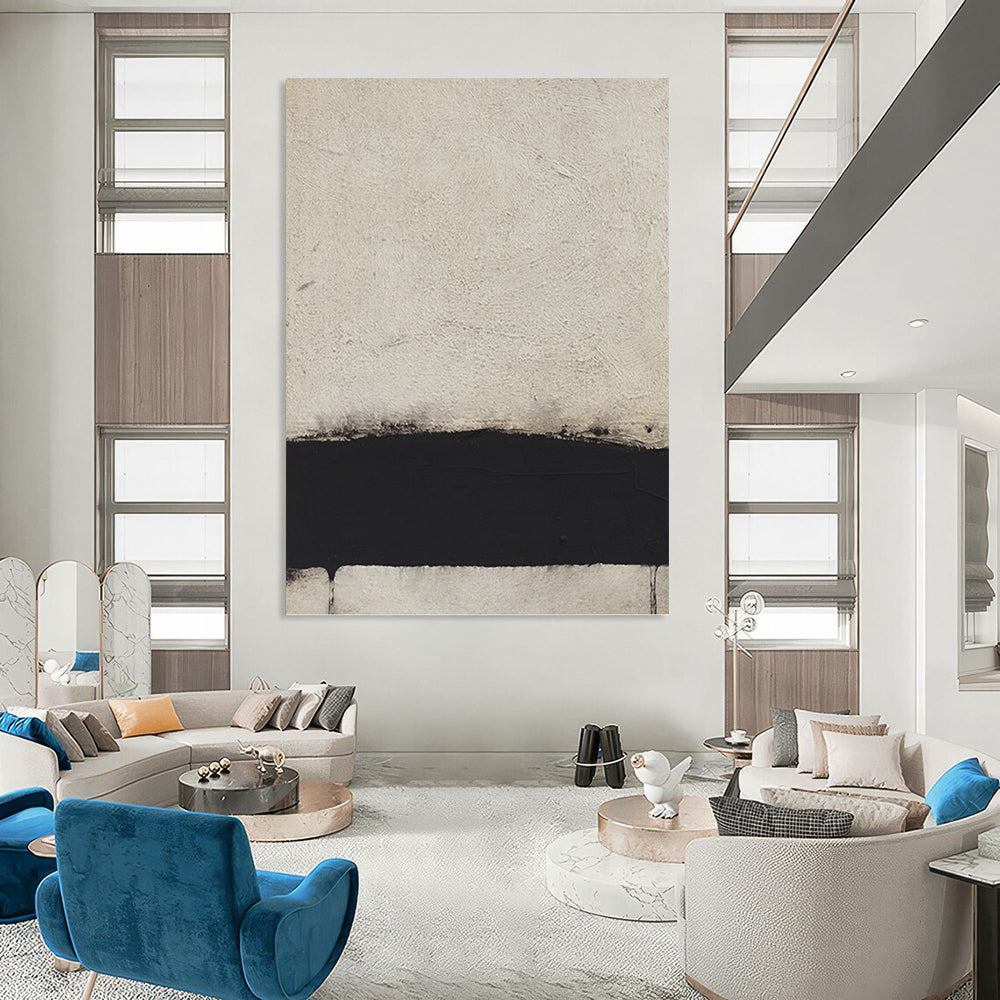 Minimalist Black and White Abstract - Abstract Painting On Canvas DKH1419