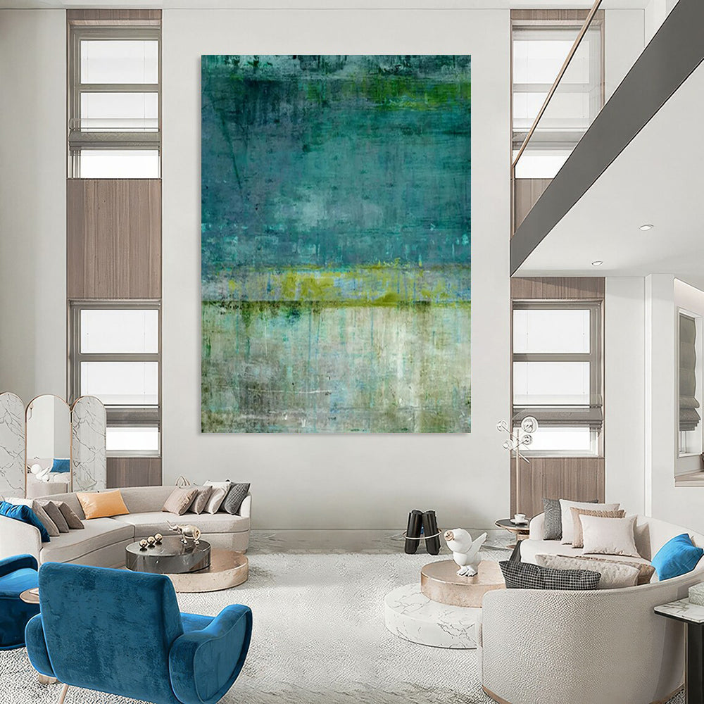 Teal & Green Textured Abstract - Textured Color - Field Painting On Canvas CT2272