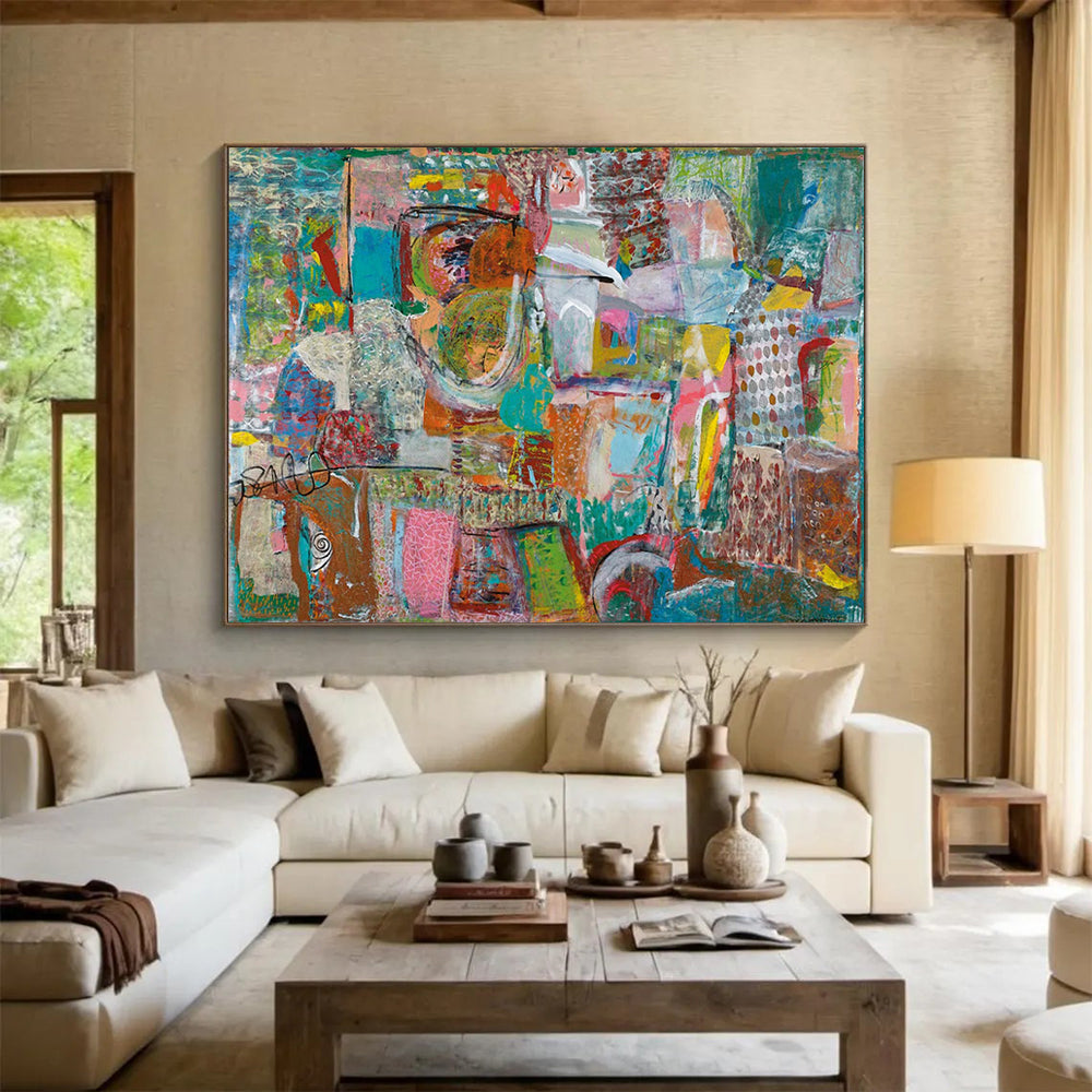 Mixed - Color Abstract Collage - Abstract Painting On Canvas DLZ236