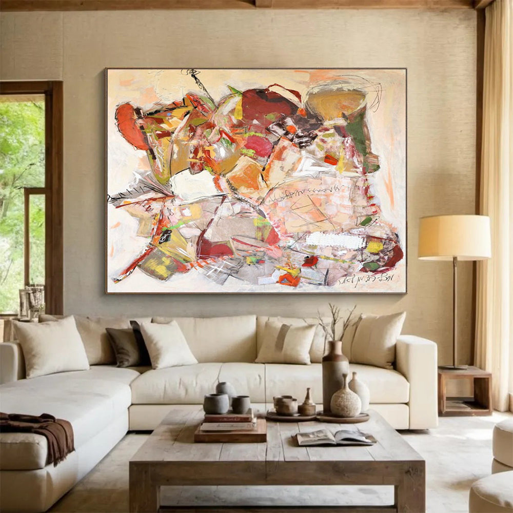 Earth - Toned Abstract Shapes - Abstract Expressionist Painting On Canvas DLZ241
