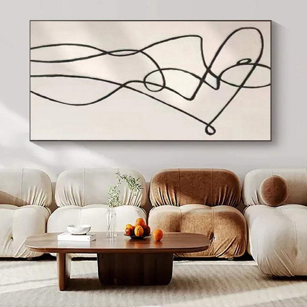 “Black Line Abstract Figure” – Linear Abstract Art CT1148