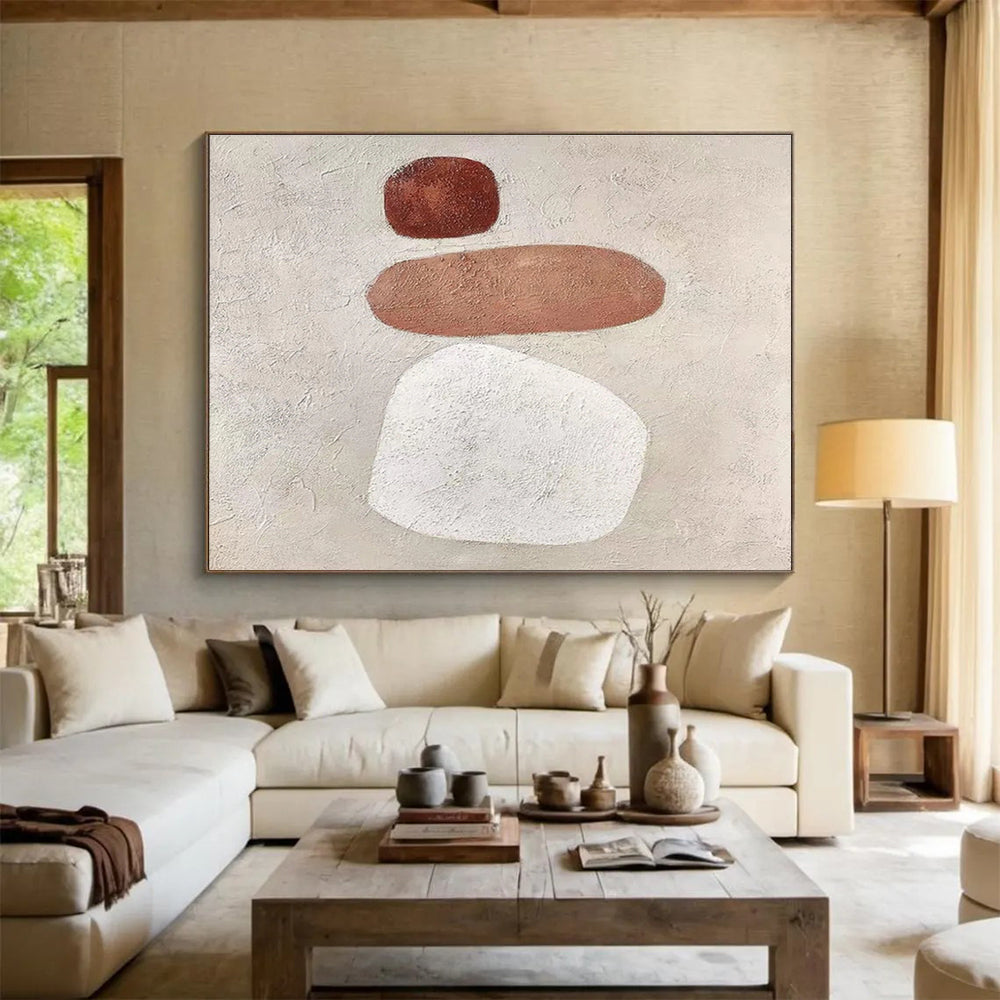 Minimalist Stone Forms - Textured Abstract Painting On Canvas DKH594