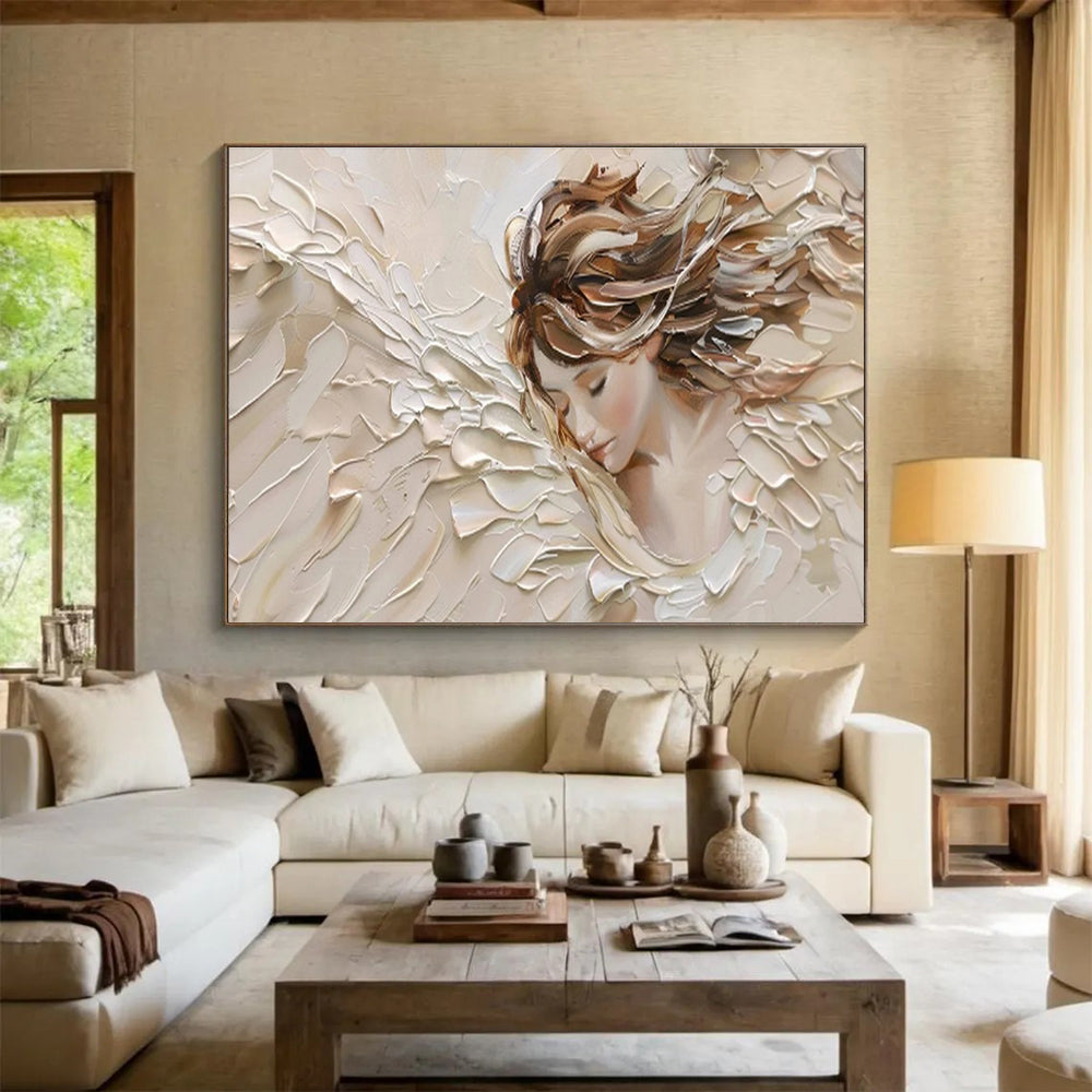 “Textured Angelic Figure” Impasto Portrait Painting On Canvas DKH454