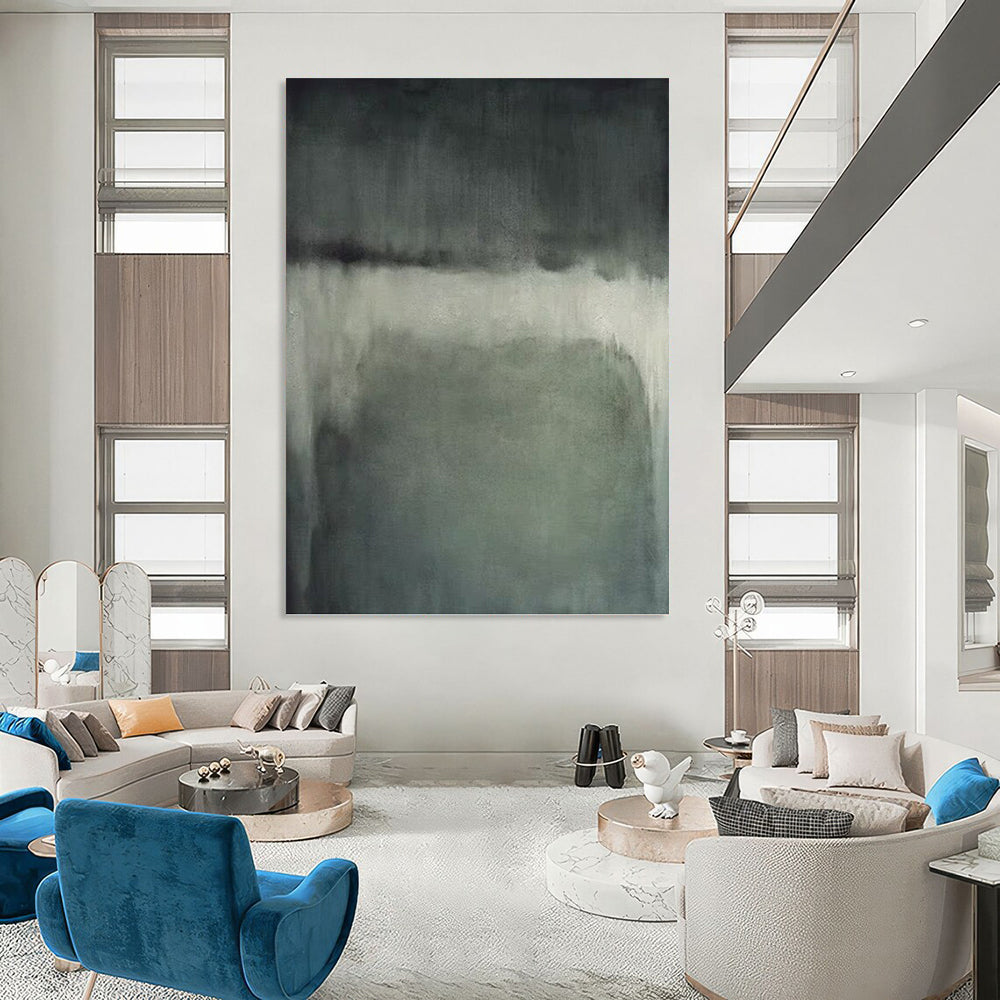 “Muted Gray Horizons” - Shades of Gray Abstract Minimalist Painting On Canvas DKH1193
