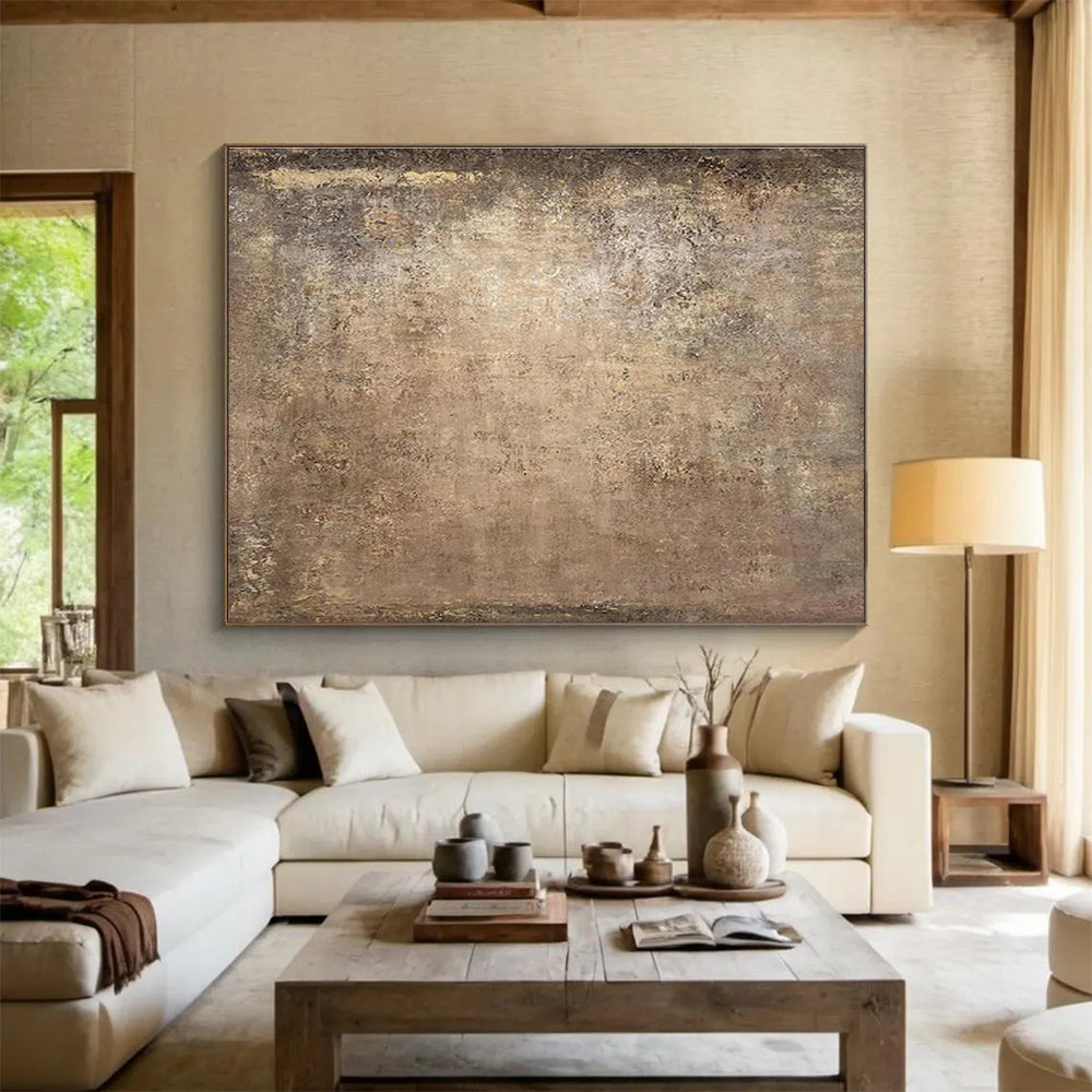 Aged Texture in Brown - Abstract Impasto Painting On Canvas DKH599