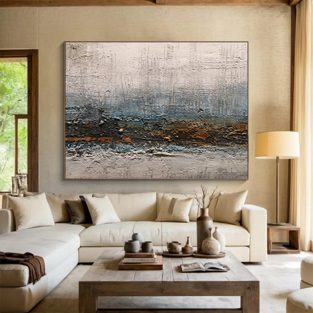 “Textured Neutral Tones” Abstract Mixed - Media Painting On Canvas DKH374
