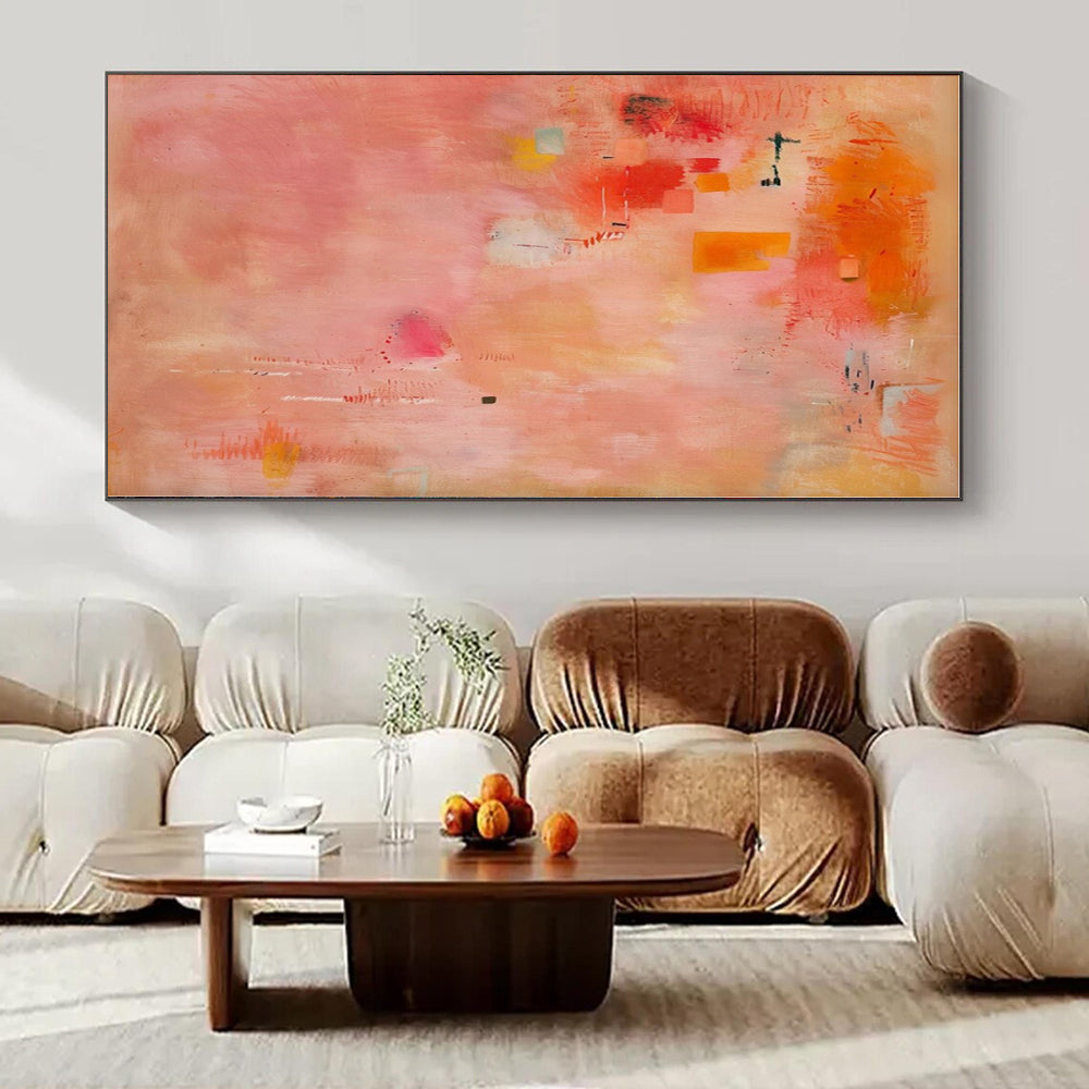 Pink - Orange Vibrant Color Blocks - Abstract Color Acrylic Painting CT1379