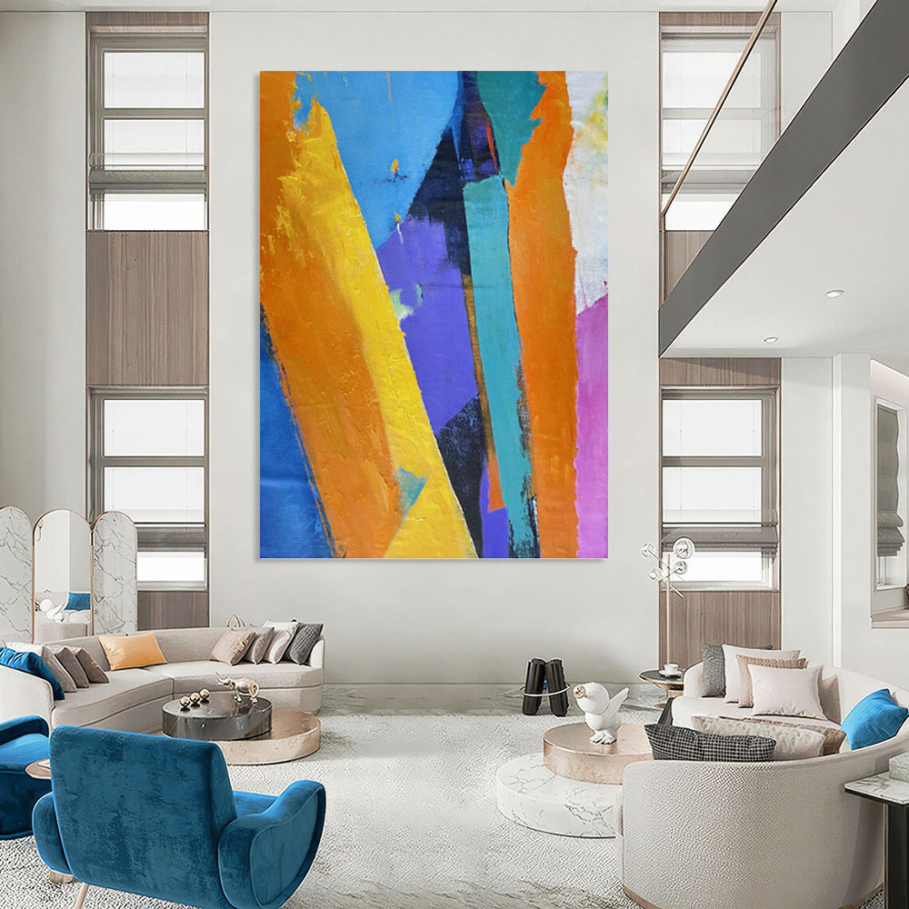 Color - Blocked Abstract Geometry - Abstract Painting On Canvas DKH1343