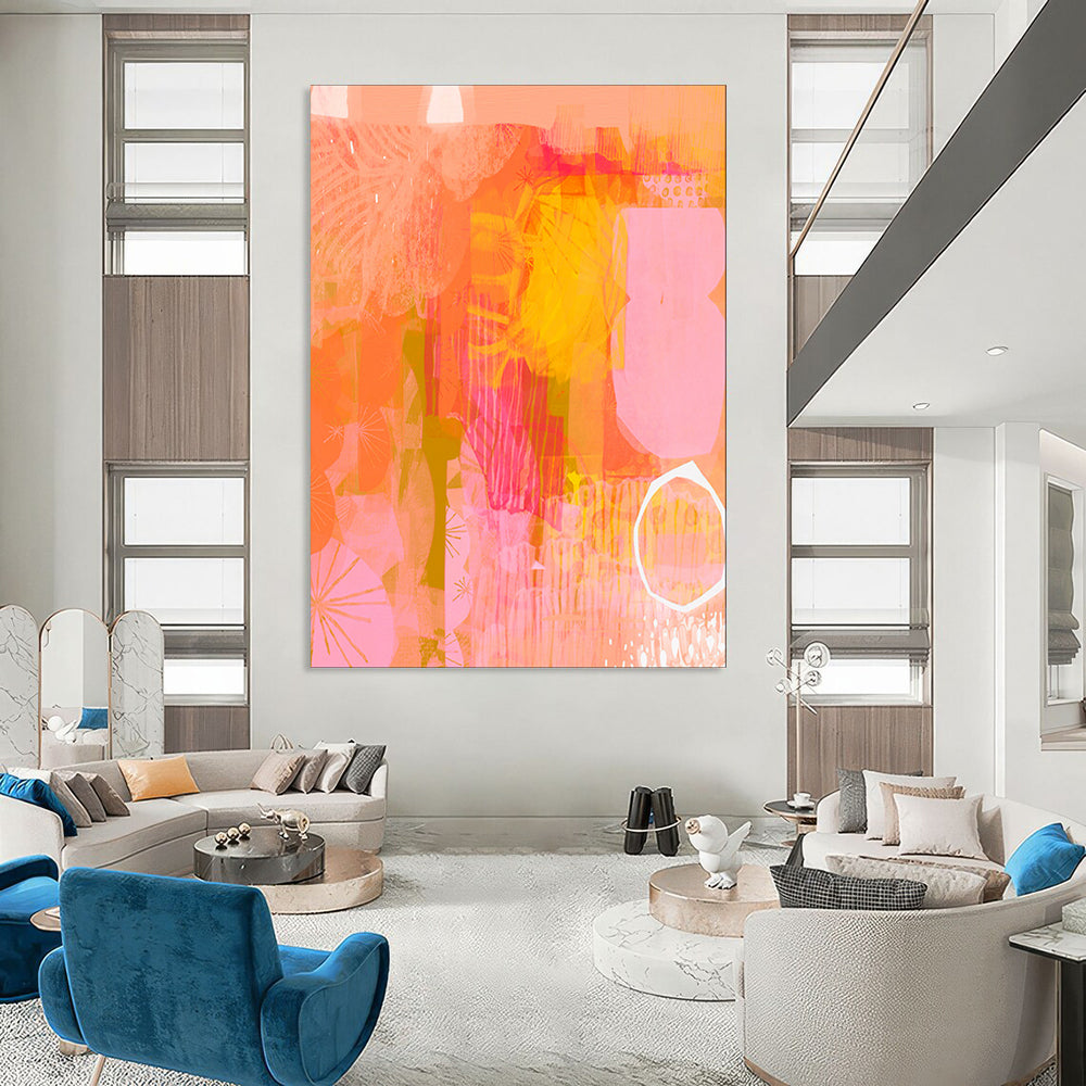 “Coral - Toned Abstract Layers” - Abstract Mixed - Media Art CT2003