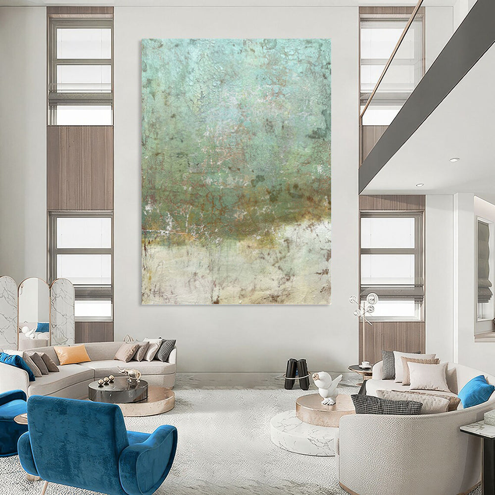 Textured Abstract in Greens and Browns - Abstract Painting On Canvas DKH1472