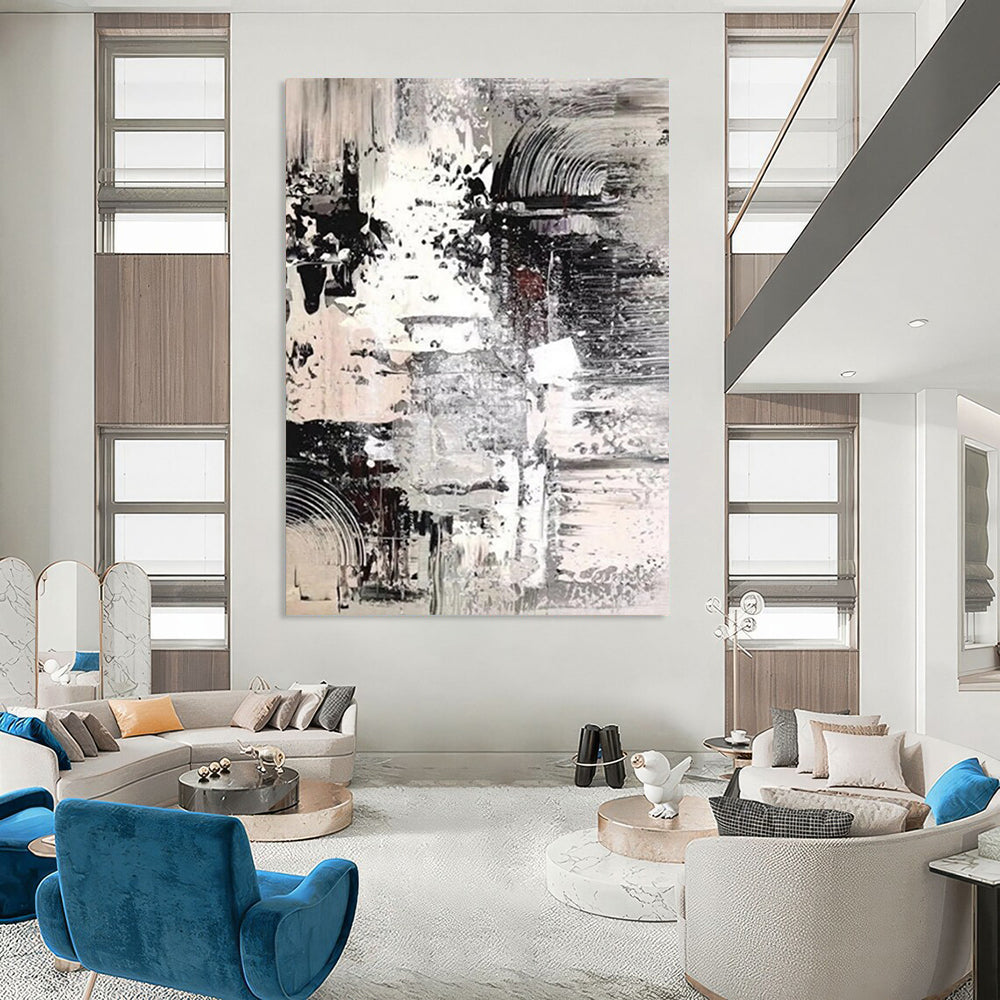 “Monochrome, Textured Layers ‘Gray Harmony’” - Abstract Impasto Painting On Canvas DTP392