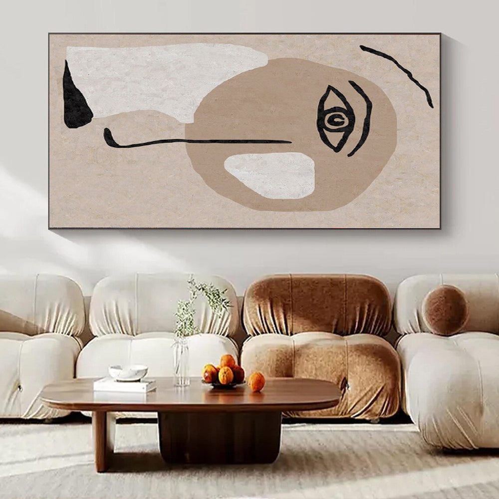“Beige - Brown - Black Abstract Face” – Minimalist Portrait Art CT1144