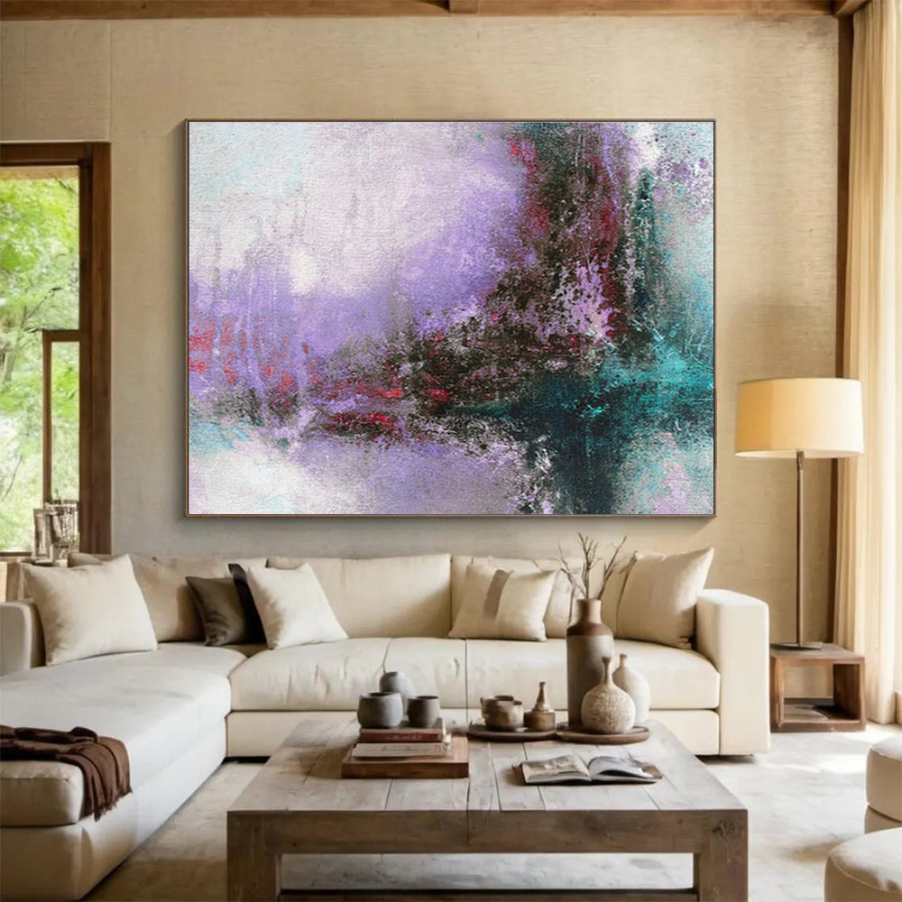 “Purple - Hued Abstract Fantasy” Abstract Symbolist Painting On Canvas DKH380