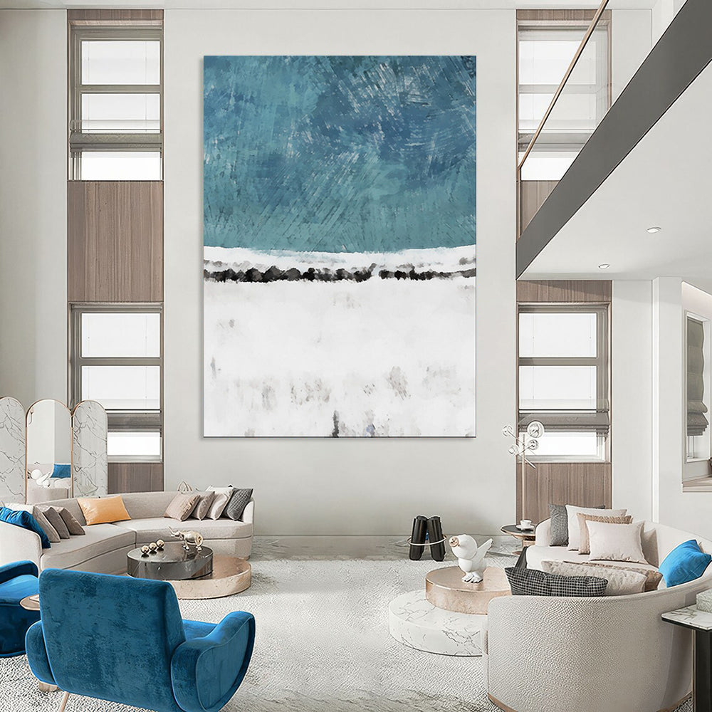 “Blue and White Abstract” - Minimalist Abstract Art CT2025