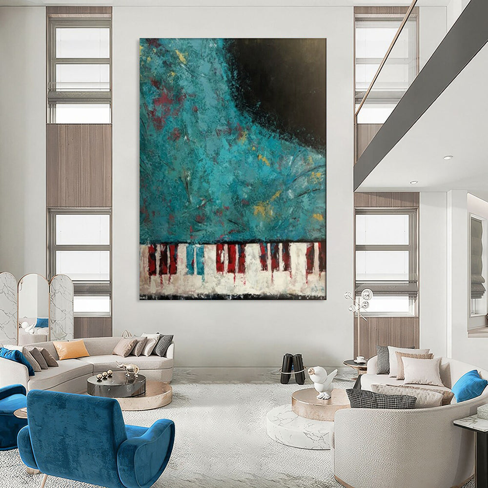 “Piano Keys and Textured Color” - Abstract Musical Painting CT1998