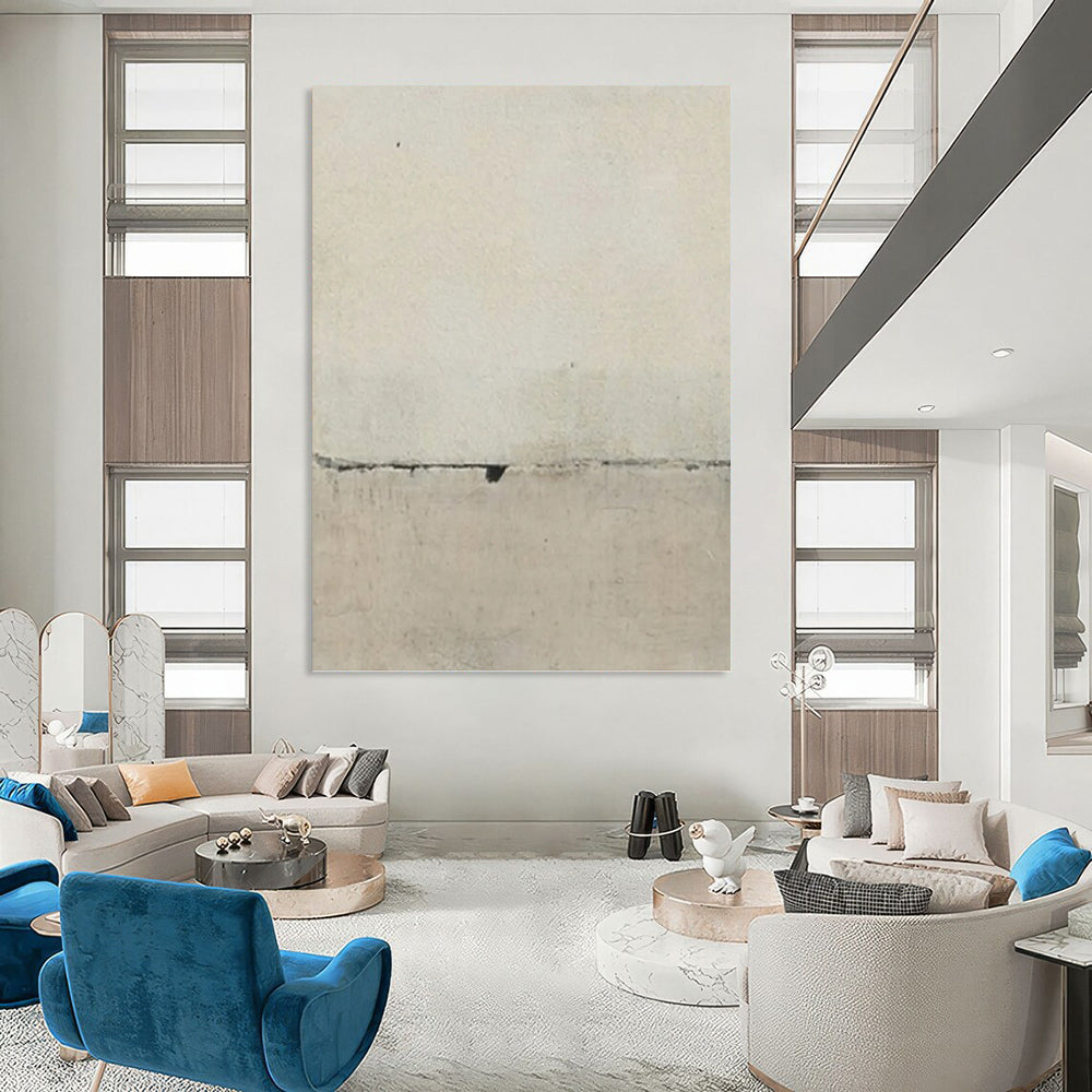 “Light Gray Textured Surface with Crack” - Minimalist Abstract Painting On Canvas DKH1122