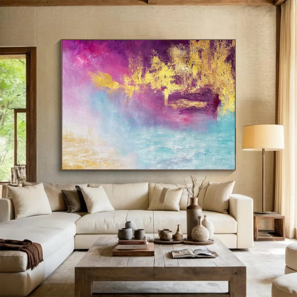 “Dreamy Color Blend - Pinks, Purples, Golds, and Blues” Painting On Canvas DKH015