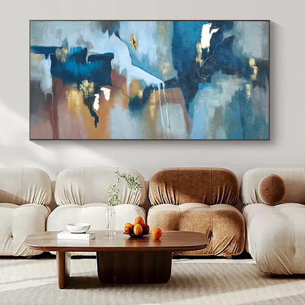 “Blue, Brown, Gold Flowing Realm” – Color - Blended Abstract Art CT1006