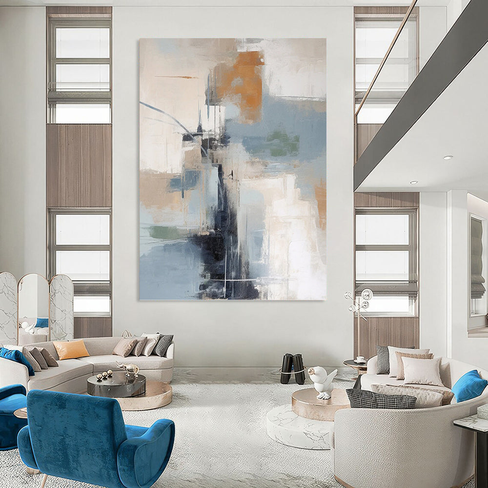 Color - Blocked Abstract City - Abstract Composition Painting On Canvas DKH1254