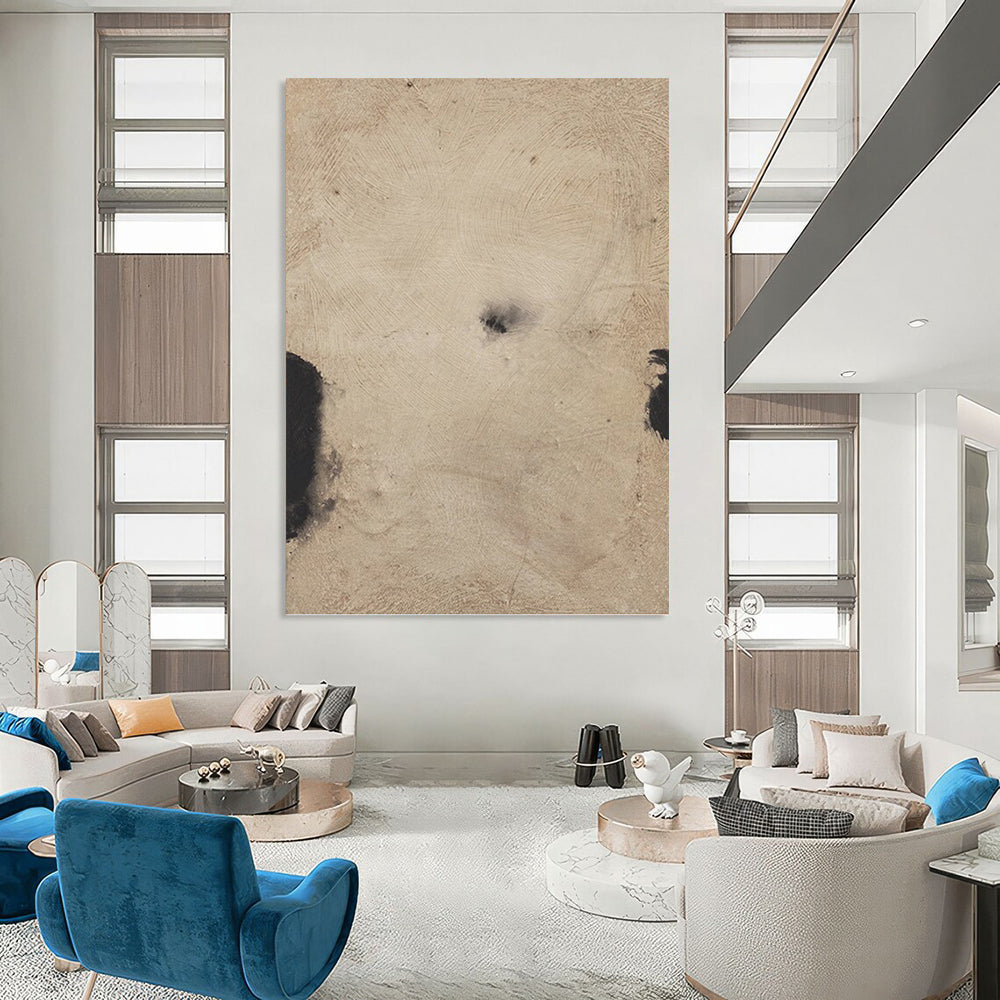Ethereal Beige and Black Abstract - Abstract Painting On Canvas DKH1421