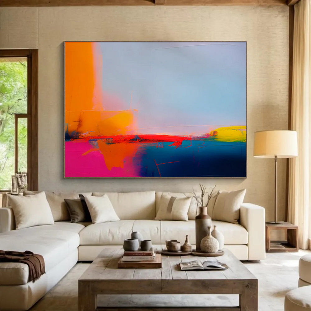 “Neon Color Contrasts” Abstract Acrylic Painting On Canvas DKH483