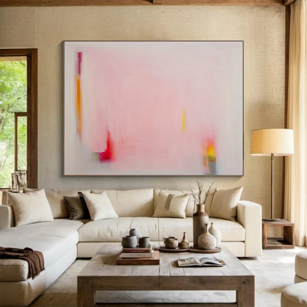 Minimalist Pink Abstract - Subtle Color Accents and Calm Composition Painting On Canvas DKH057