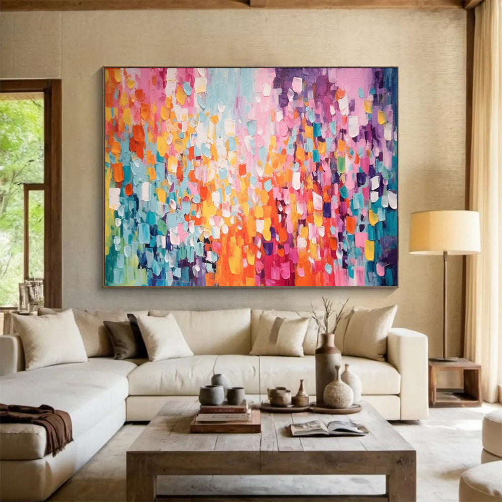 “Colorful Square Abstract” - Lively Abstract Painting On Canvas DKH860