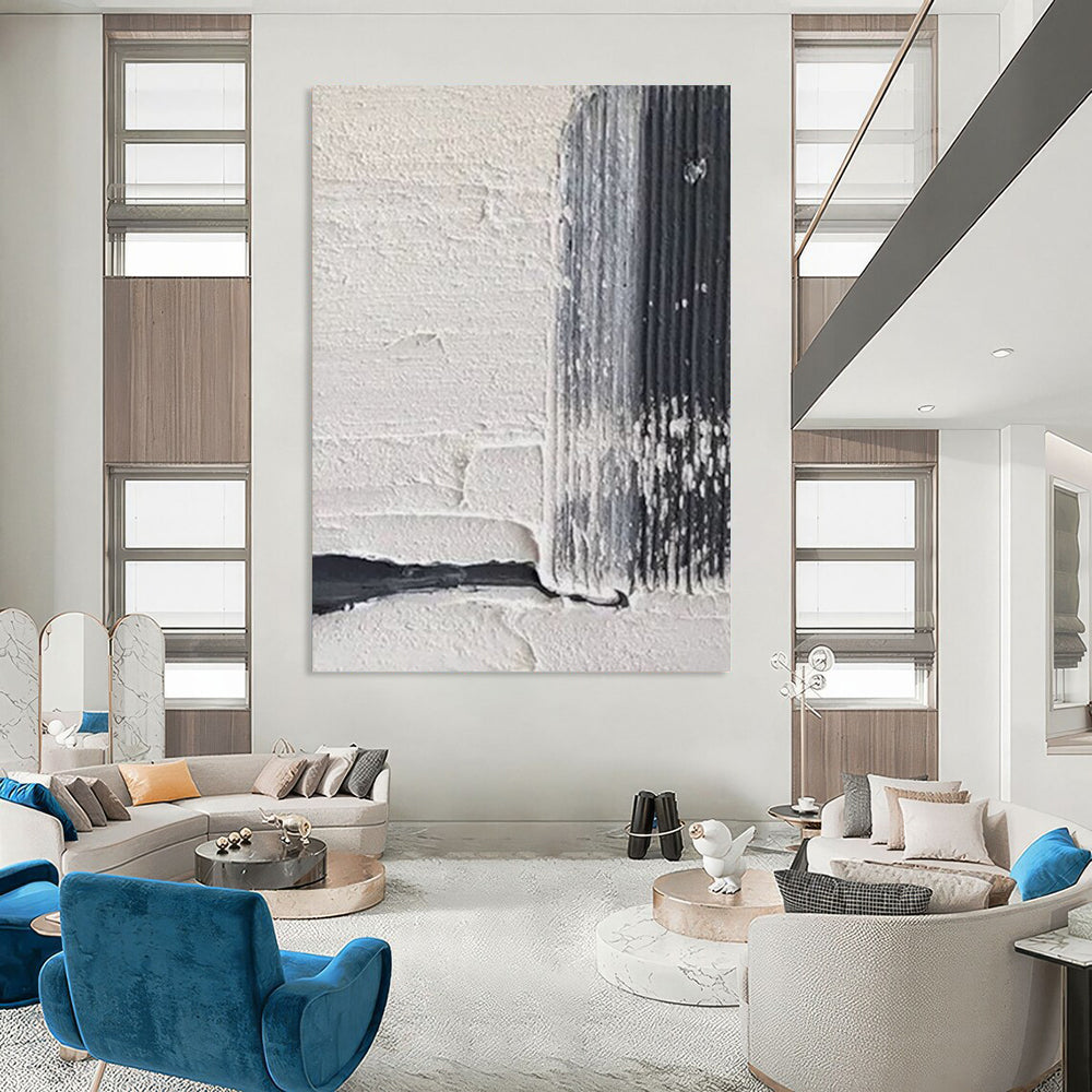 “White - Gray Textured Minimalism” - Minimalist Abstract Painting On Canvas DTP147