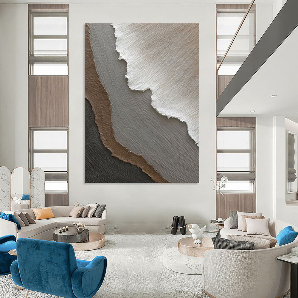 “Neutral Layered Abstraction - Gray, Brown, White Textured Art” Painting On Canvas DTP269