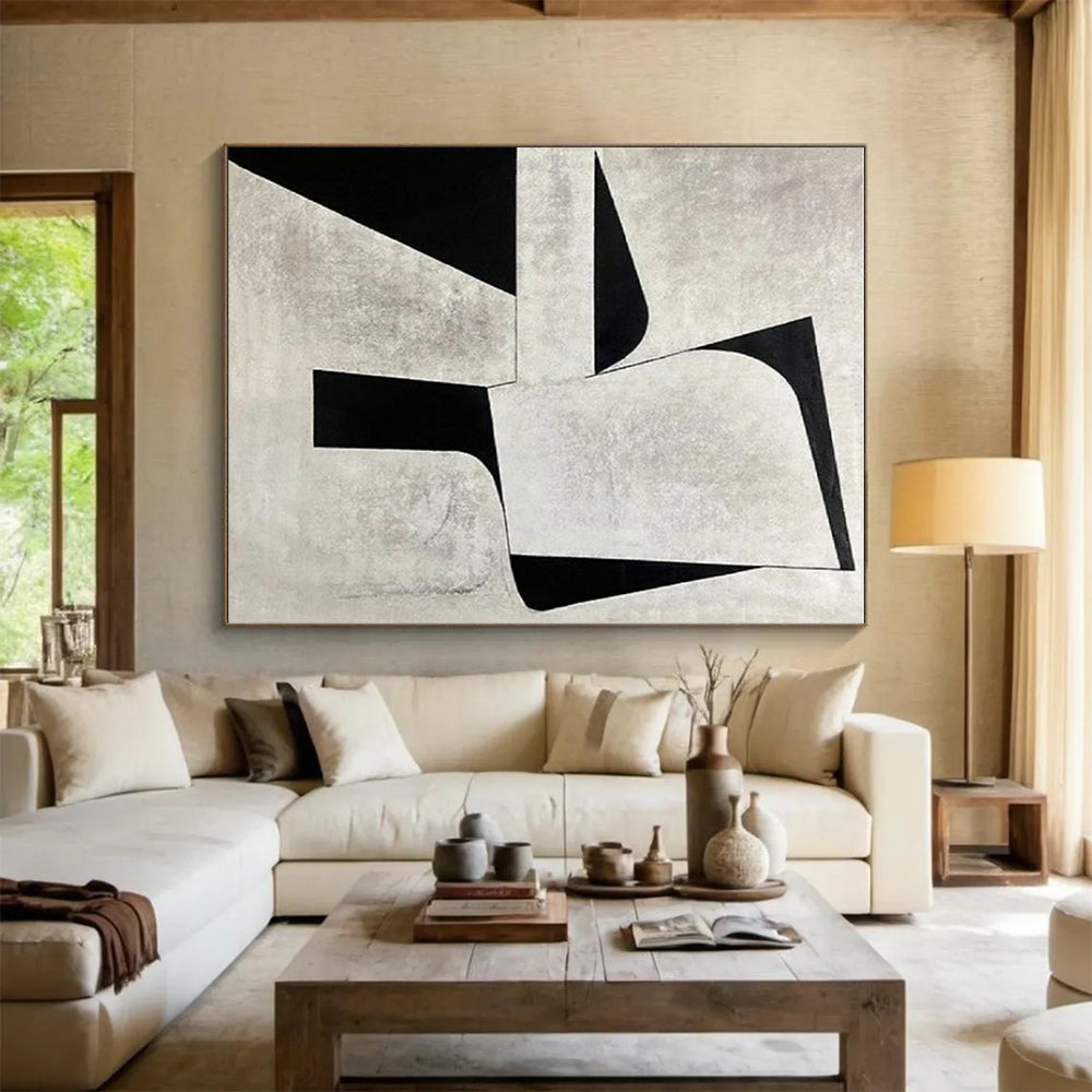“Black and White Geometric Forms”,Abstract Minimalist Style CT0671