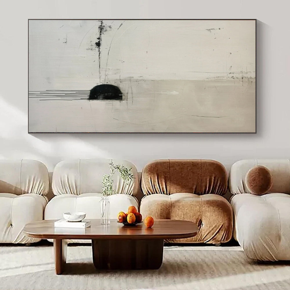 “Minimalist Black - White Abstract” ,Abstract Minimalist Acrylic Painting CT0934