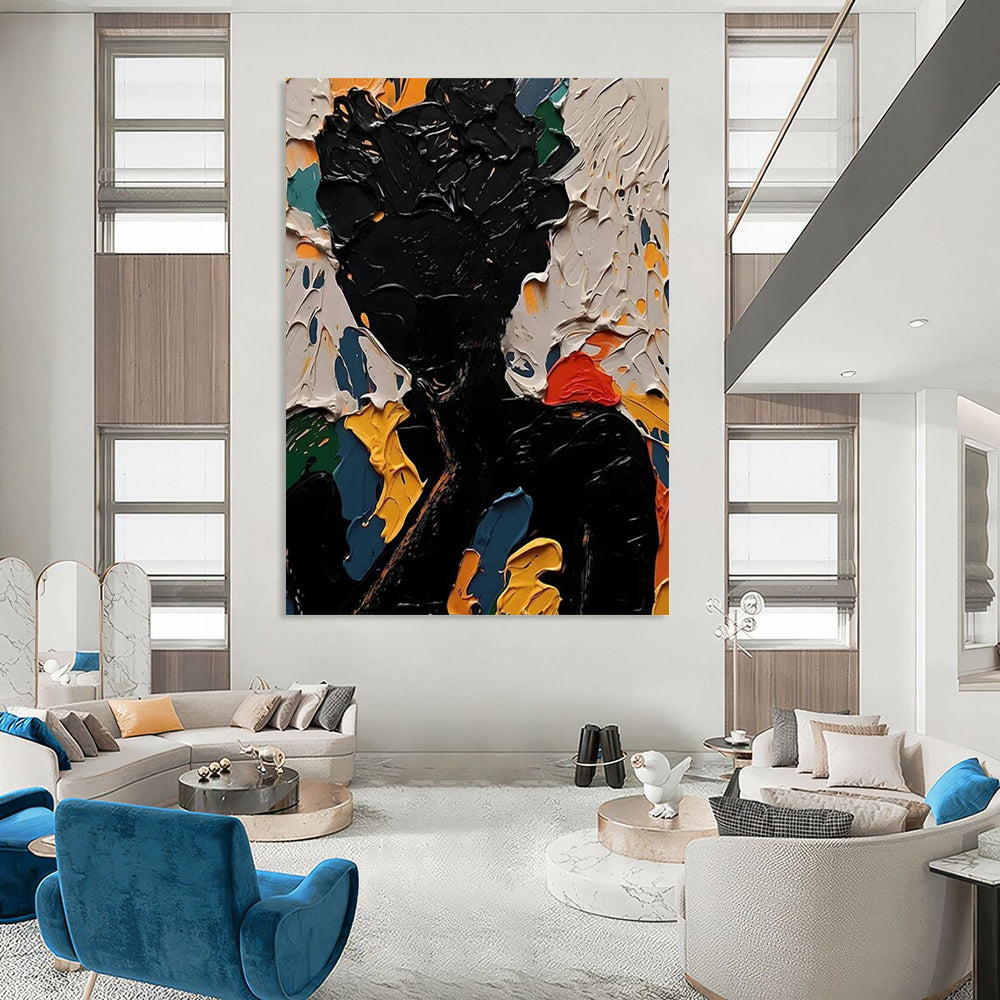 “Colorful Abstract Figure” - Multicolor, Textured Figurative Painting On Canvas DTP308