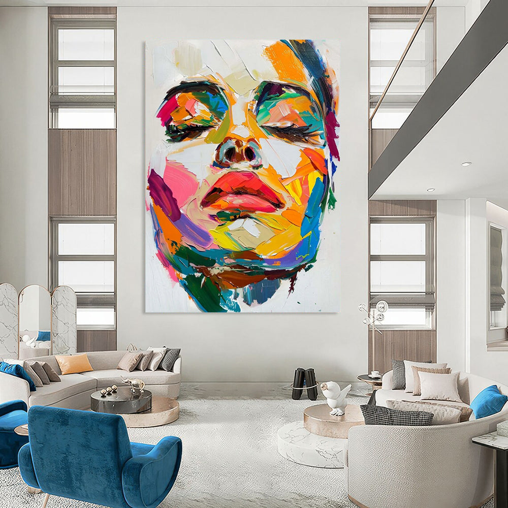 “Vibrant Face Impasto” - Expressionist Portrait Painting On Canvas DTP090