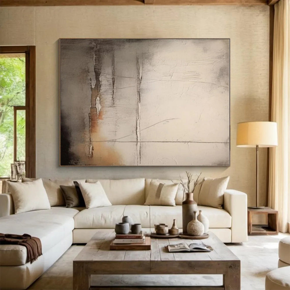 Gray Textured Layers, "Misty Depths" - Textured Abstract Painting CT0709