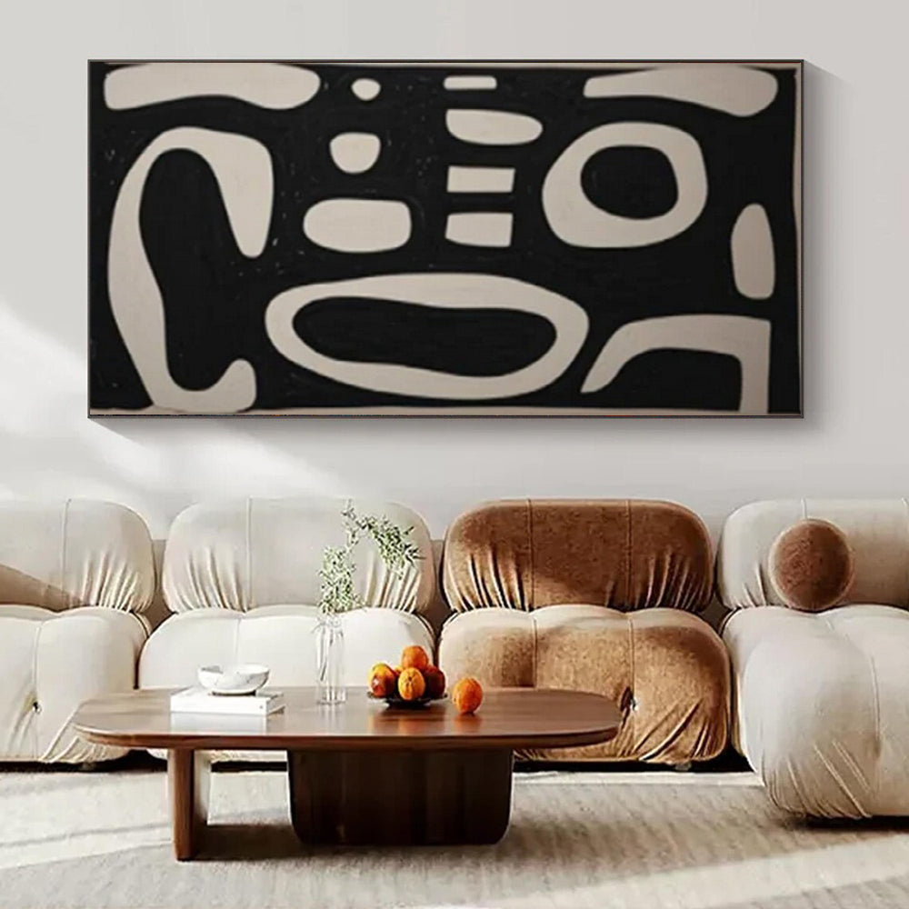 “Playful Black - White Shapes” – Abstract Expressionist Painting CT1075
